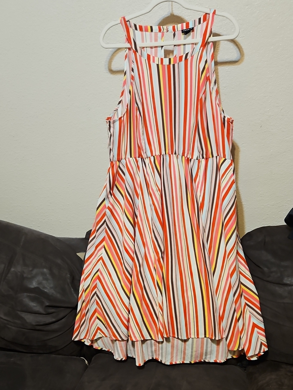 torrid Multi-Stripe Sleeveless Midi Dress in Orange, Pink & White